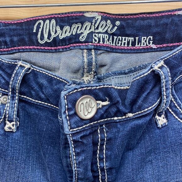 Wrangler Straight Leg Premium Patch Mae Jeans Size 7/8 x 30 - Picture 3 of 6